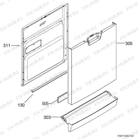 Взрыв-схема посудомоечной машины Aeg Electrolux F77009BU0P - Схема узла Door 003